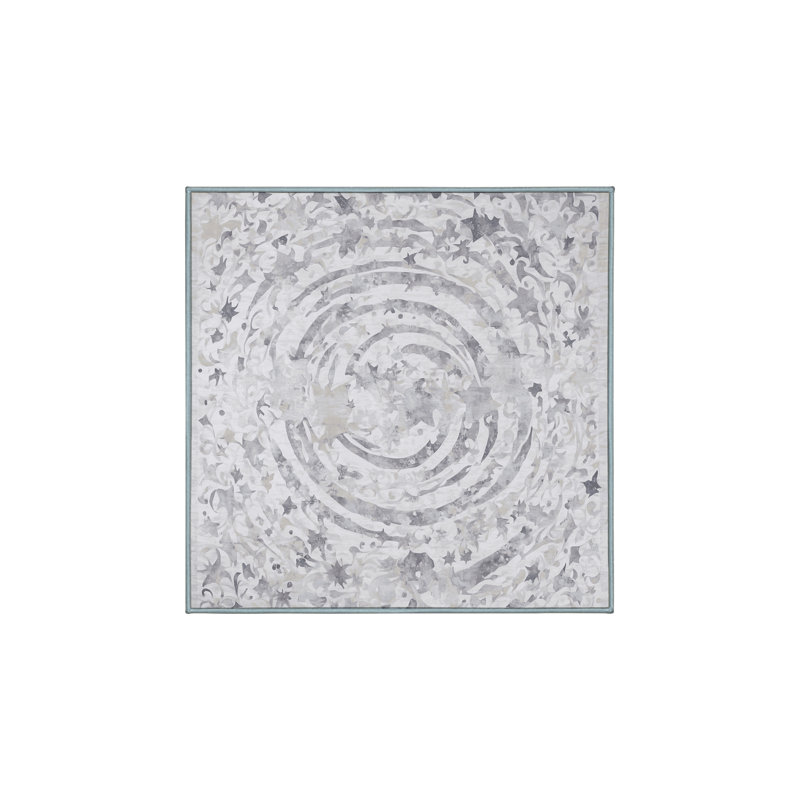 Machine Washable Blue Area Rug, Square 4'