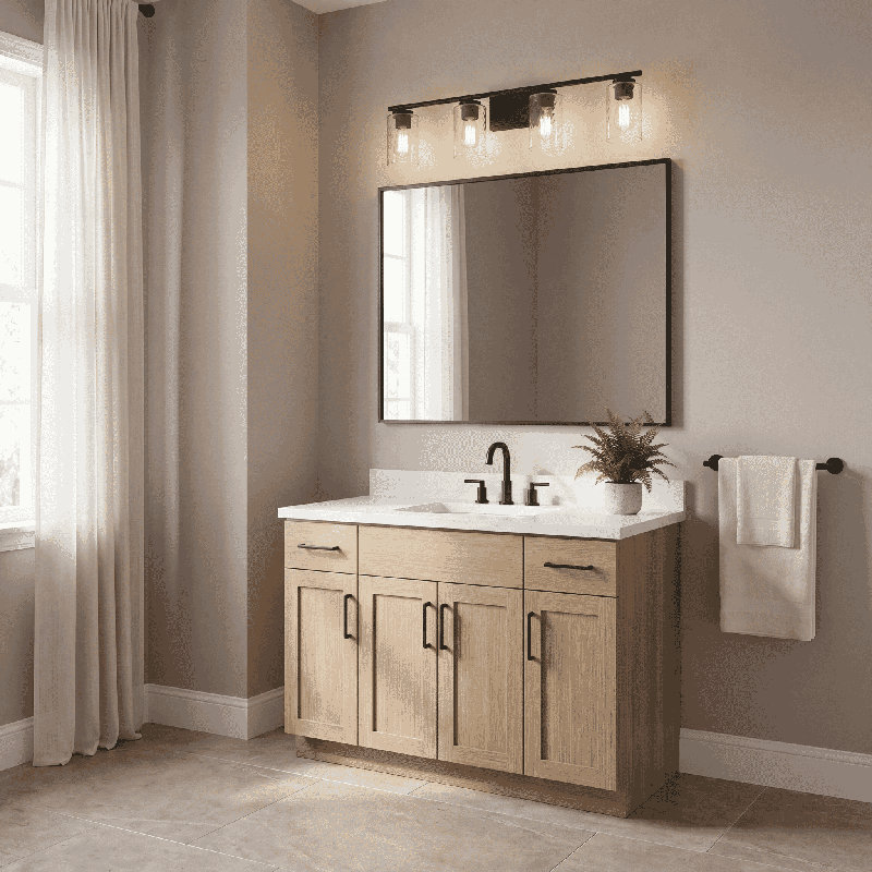 Éclairage de salle de bain à 4 lumières à intensité variable Tilbury, Noir