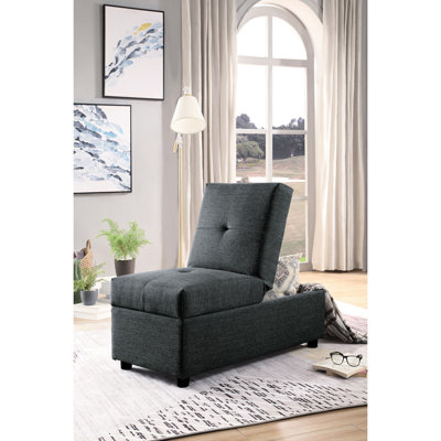 Chaise convertible de 20,68 po de largeur avec siège et rangement, coussin texturé, base en bois