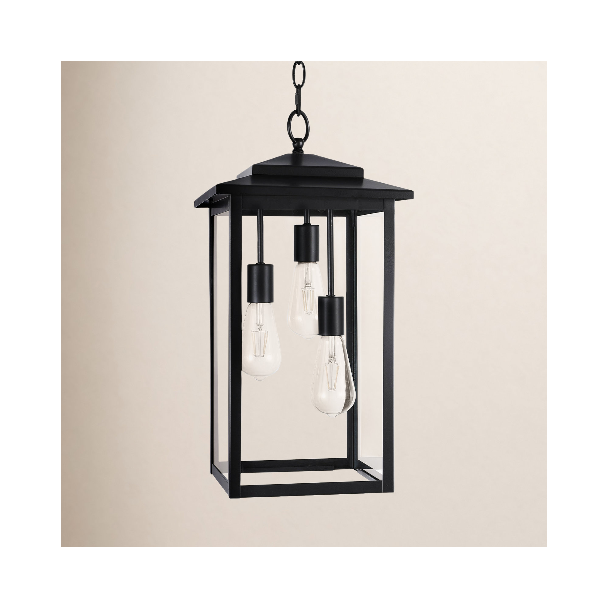 Birten 3 - Light 20.9“ H Outdoor Hanging Lantern, Matte Black
