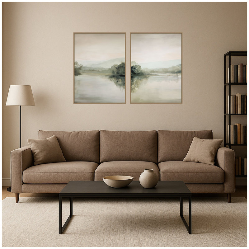 Ensemble de 2 toiles encadrées Serenity par Amy Lighthall, H 38 po x l 28 po