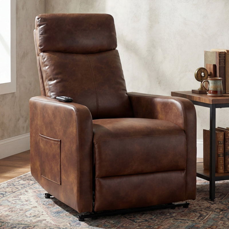Fauteuil inclinable électrique Wall, Simili cuir, Brun