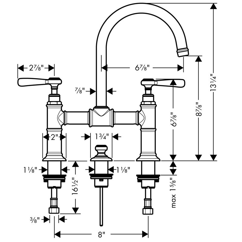 AXOR Montreux Widespread Bathroom Faucet, Polished Nickel