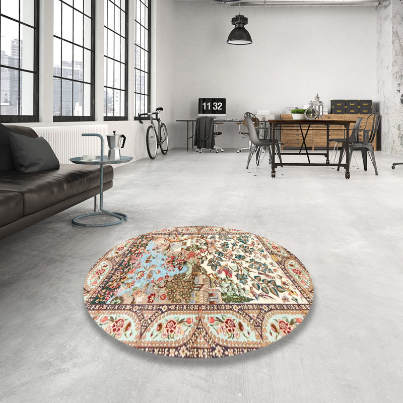 Floral Indoor Rug, Round 7'
