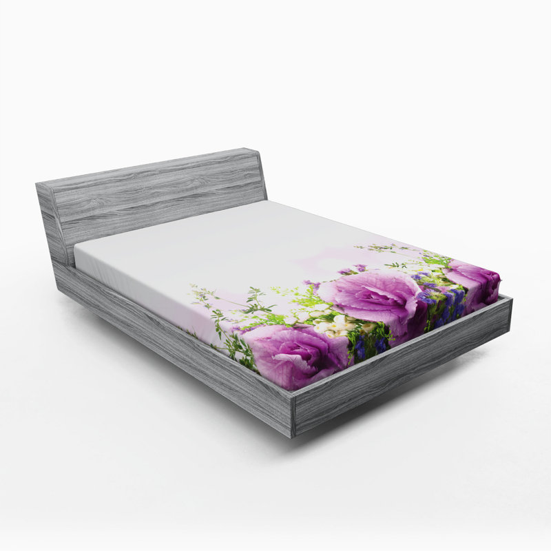 Microfiber Floral Fitted Sheet, Queen Fitted Sheet