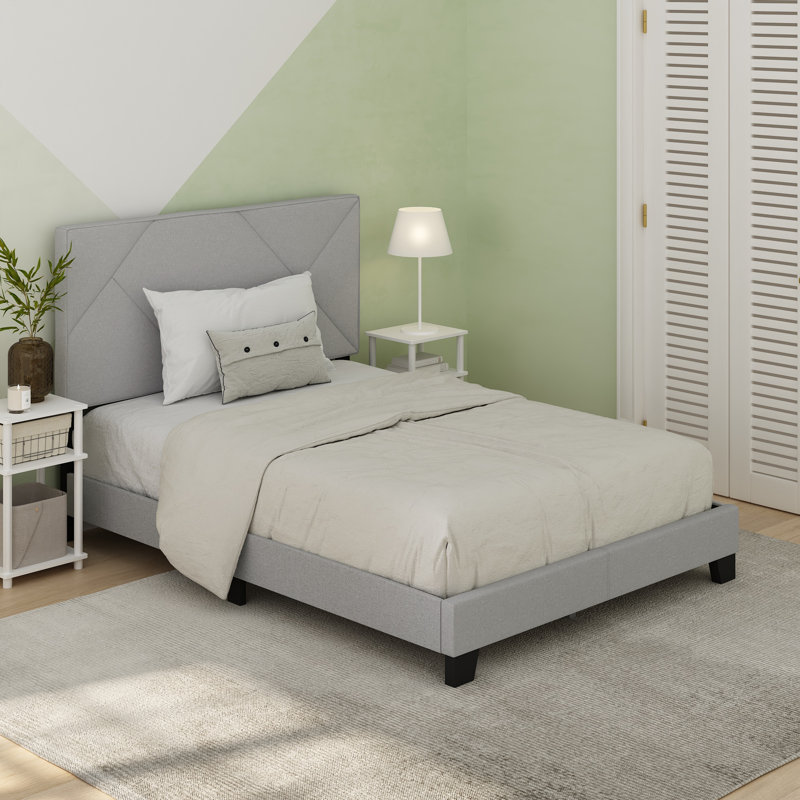 Lit plateforme tapissier Kamarria, Double
