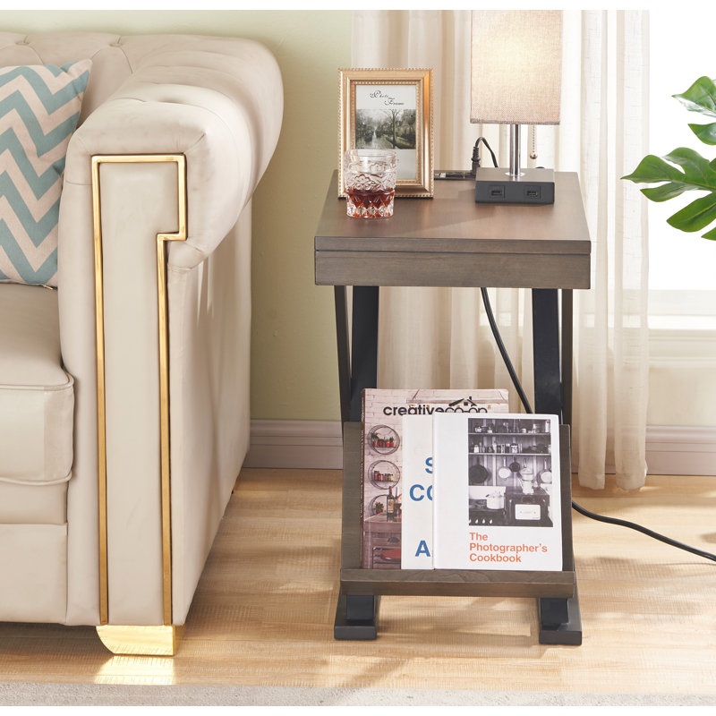 Miki End Table Built-In Outlets