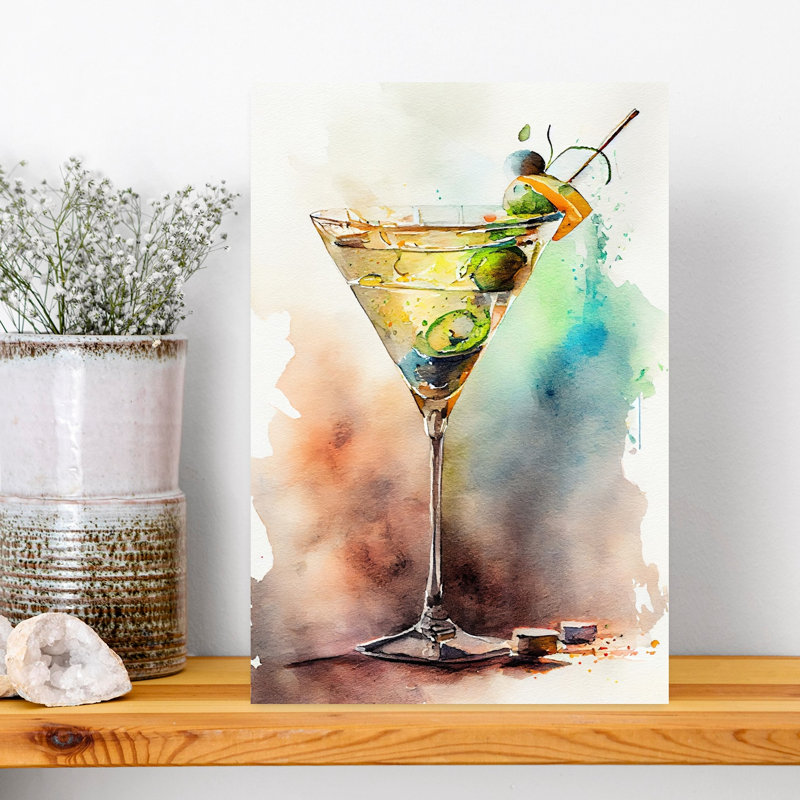 Vibrant Martini Painting by Justyna Jaszke - Wrapped Canvas Print, 45.72 cm H x 30.48 cm W