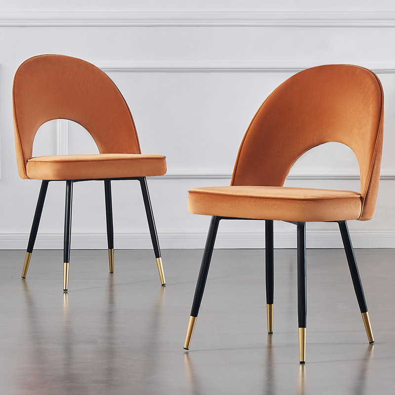 Zackery Upholstered Dining Chair, Orange, 2