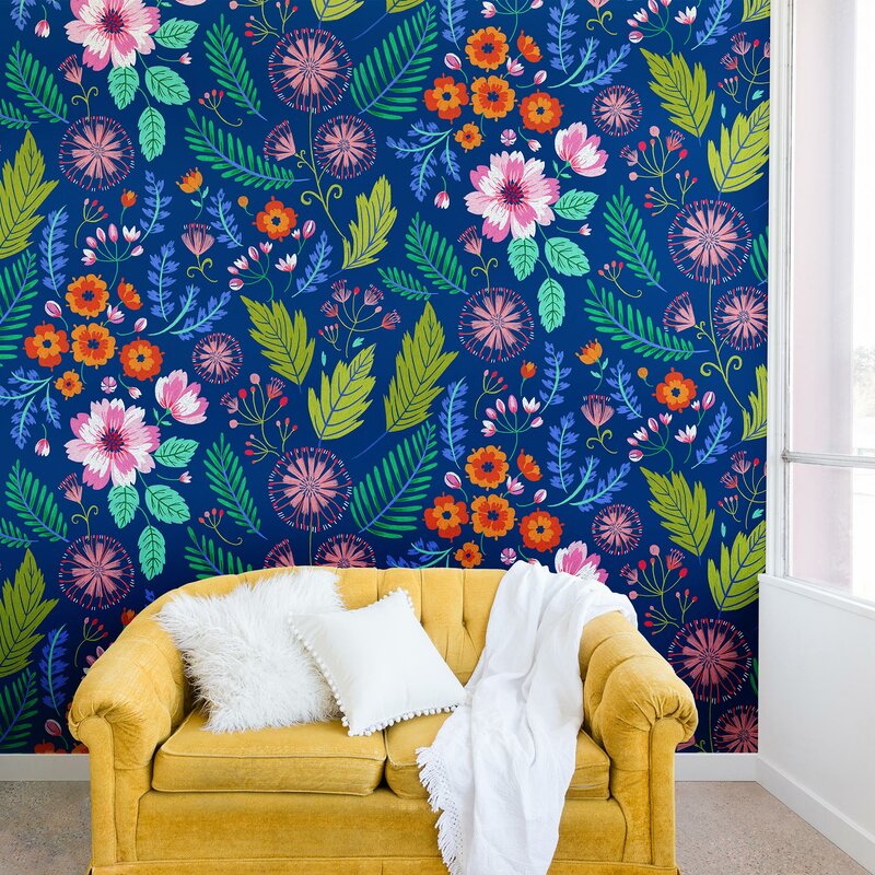 Bless international Peel & Stick Floral Wall Mural | Wayfair