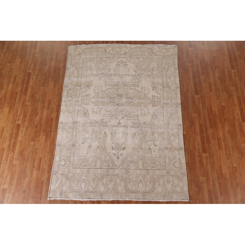 Tapis rétro persan Tabriz vieilli 6 x 9