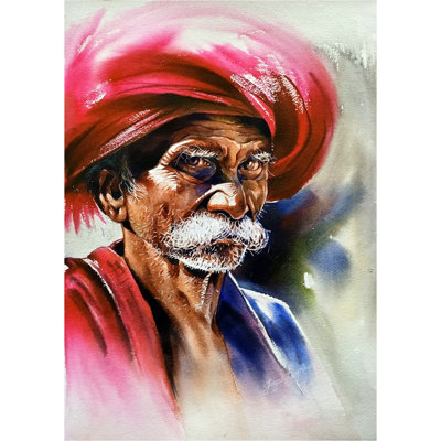 Vieil homme | Aquarelle | Peinture de Jugal Sarkar | Décoration murale