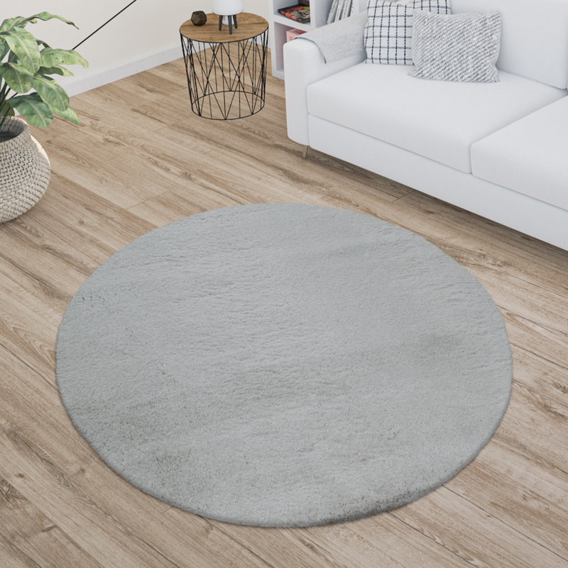 Ananias Solid Colour Shag Area Rug, Round 120cm