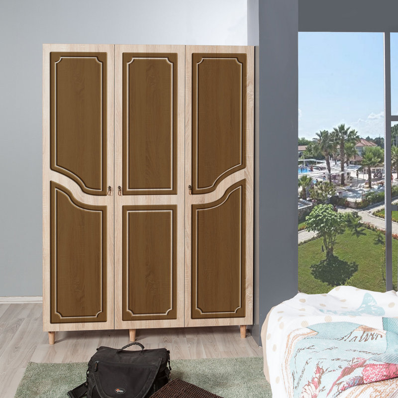 Rummel 3 Door Manufactured Wood Wardrobe, Brown