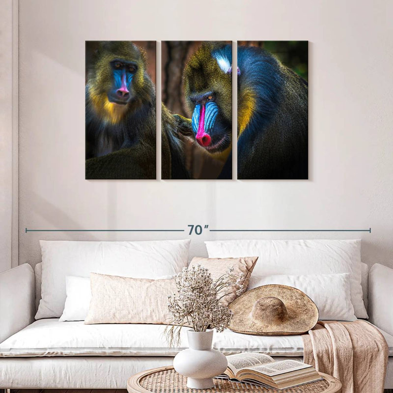 Two Mandrill Monkeys, 28" H x 45" W