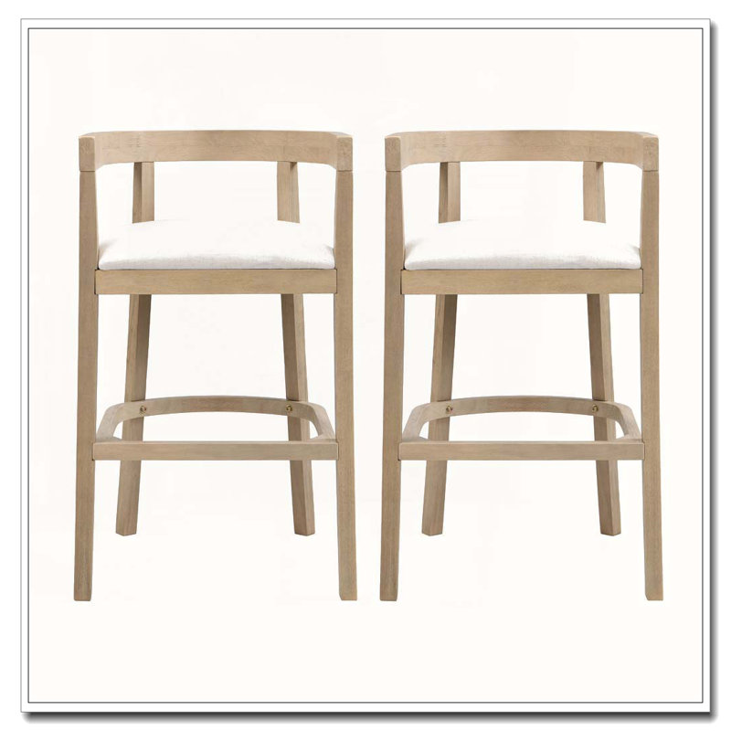 Tabouret de comptoir en bois d'hévéa, Naturel, Tabouret de comptoir (siège d'une hauteur de 21 p