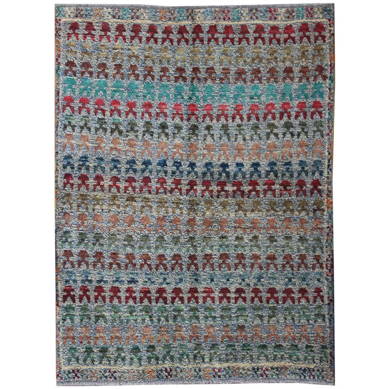Geometric Hand Knotted 122cm X 161cm Area Rug