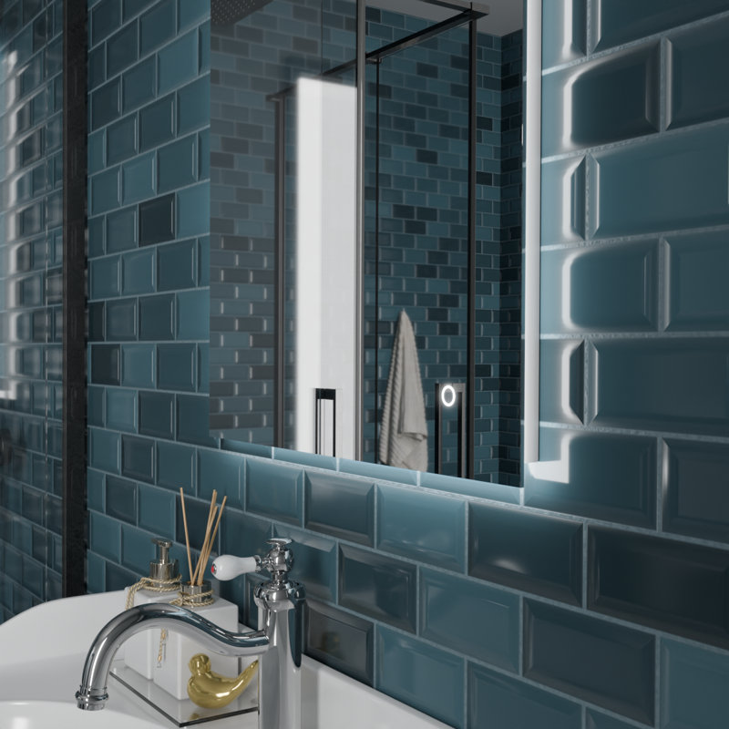 Rectangle LED Bathroom Mirror Fog Free Touch Sensor, 60 cm H x 80 cm W