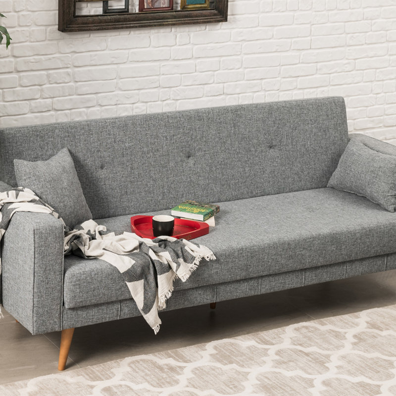 Canapé-lit rembourré 84,2 po Roreti, 100 % polyester gris
