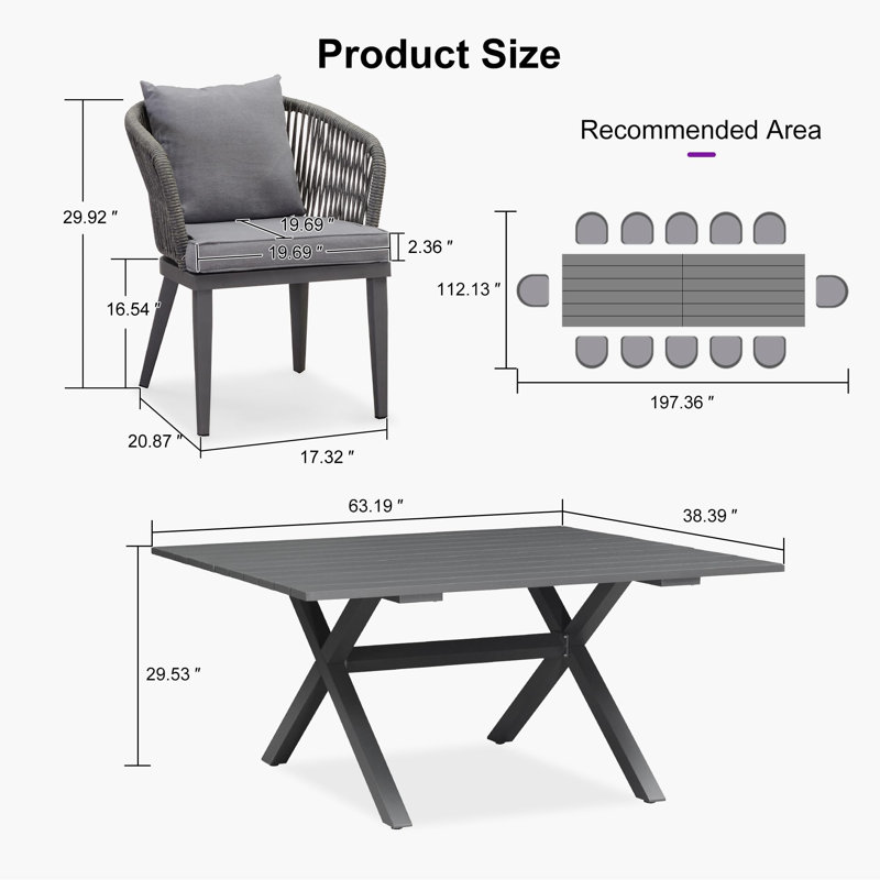 12 - Person Rectangular Outdoor Dining Set with Cushions