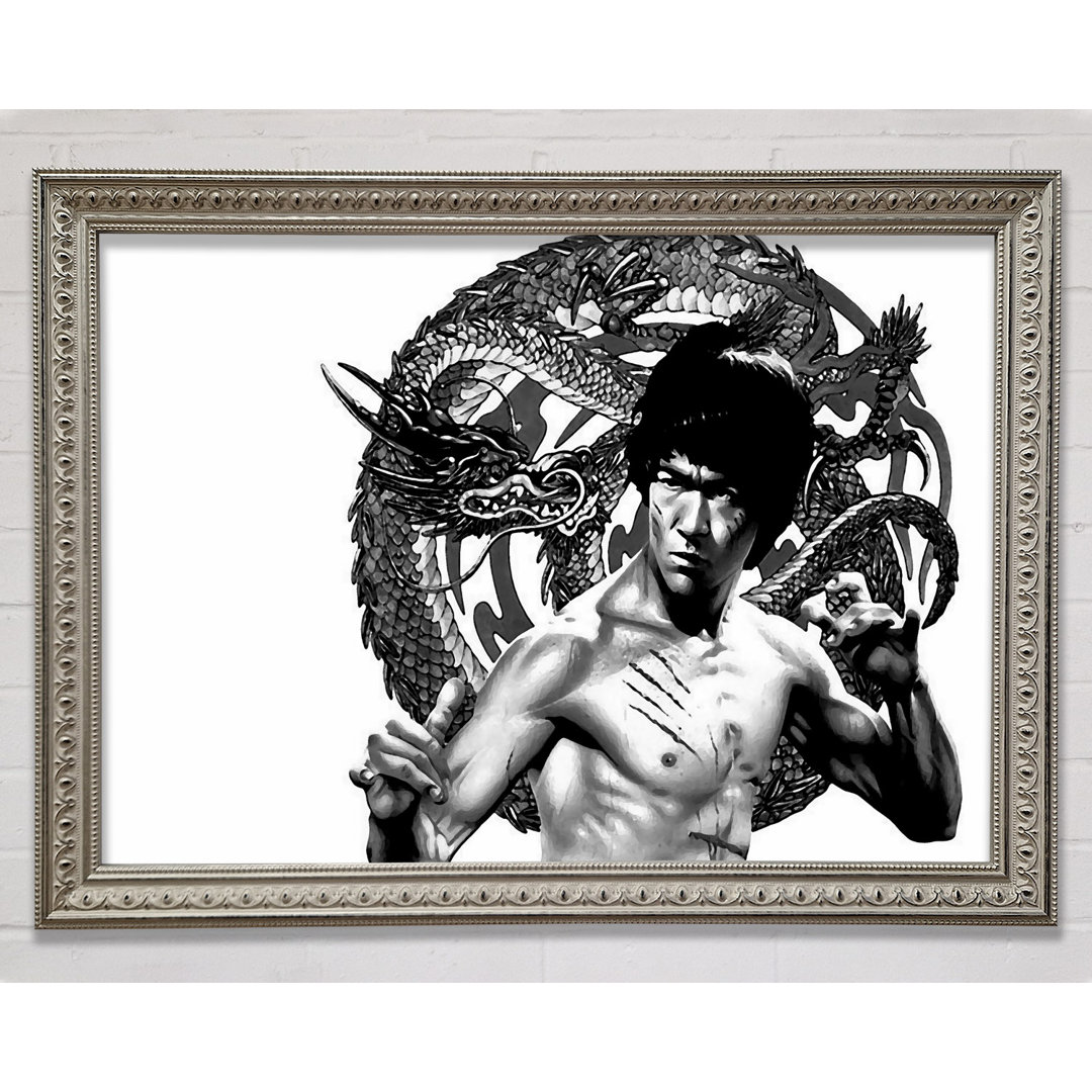 Bruce Lee Dragon B N W - Einzelner Bilderrahmen Druck