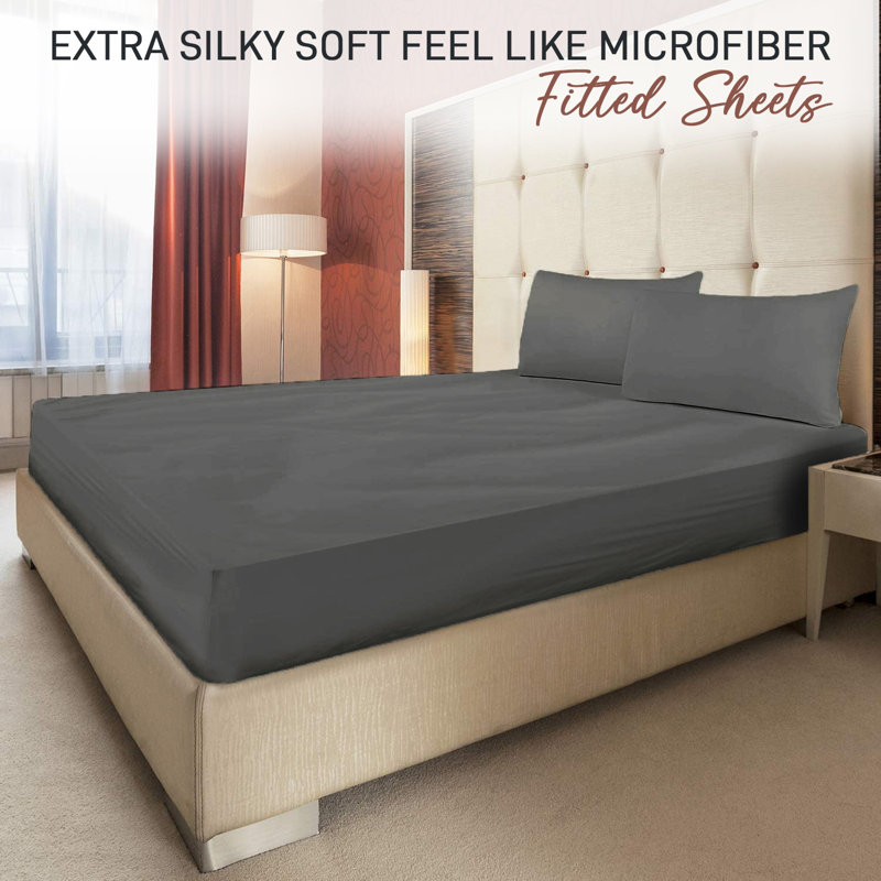 Kian-Scott Plain Weave / Muslin Fitted Sheet, Charcoal, Super King (6')