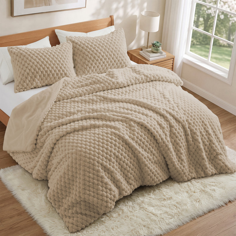 Ensemble de couette texturée et moelleuse avec taies d'oreiller, design à bulles ultra doux, ensemble de literie chaud et confortable