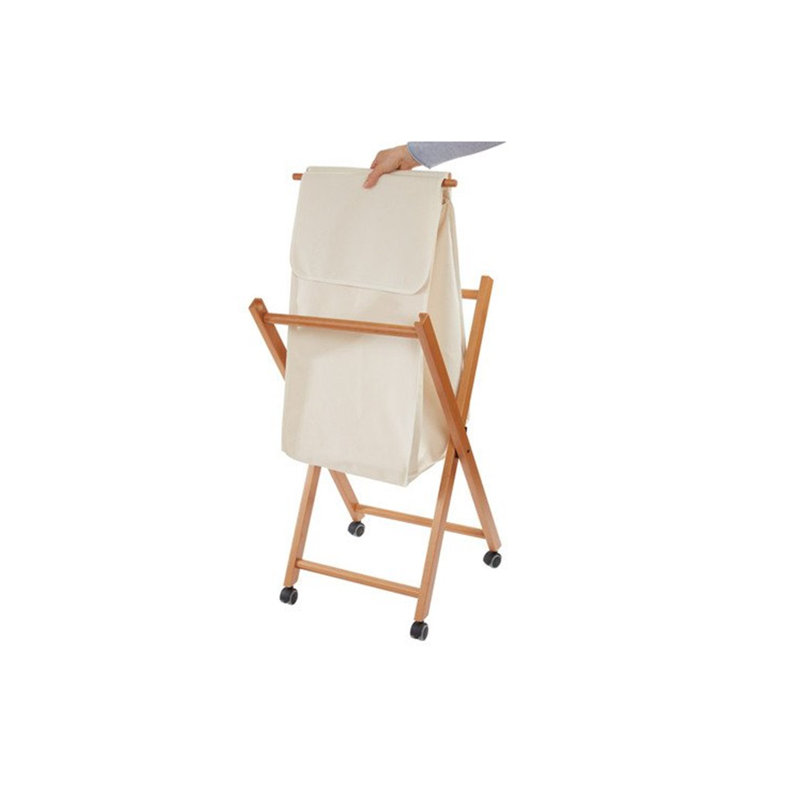 Bowles Solid Wood Laundry Hamper, Cherry