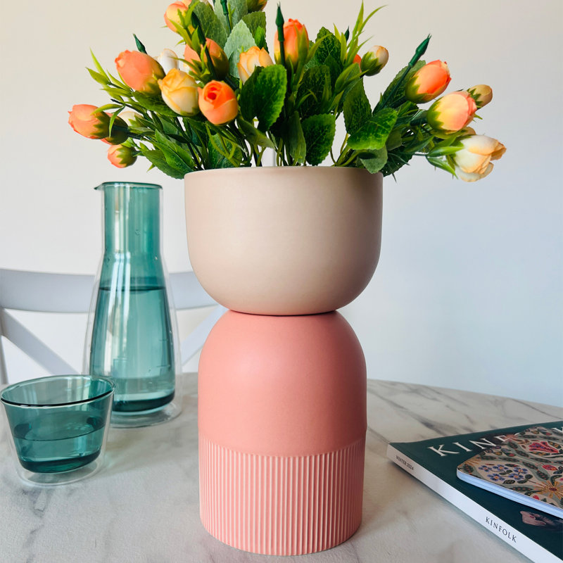 Vase réversible en céramique Flip, Orange / Havane