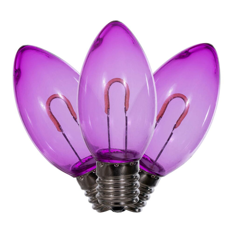 Transparent U-Shaped Filament Bulb, E17 Base, 120V, .6 Watts, 25 Bulbs per bag, 3'' H x 1'' W x 1'' D, Purple