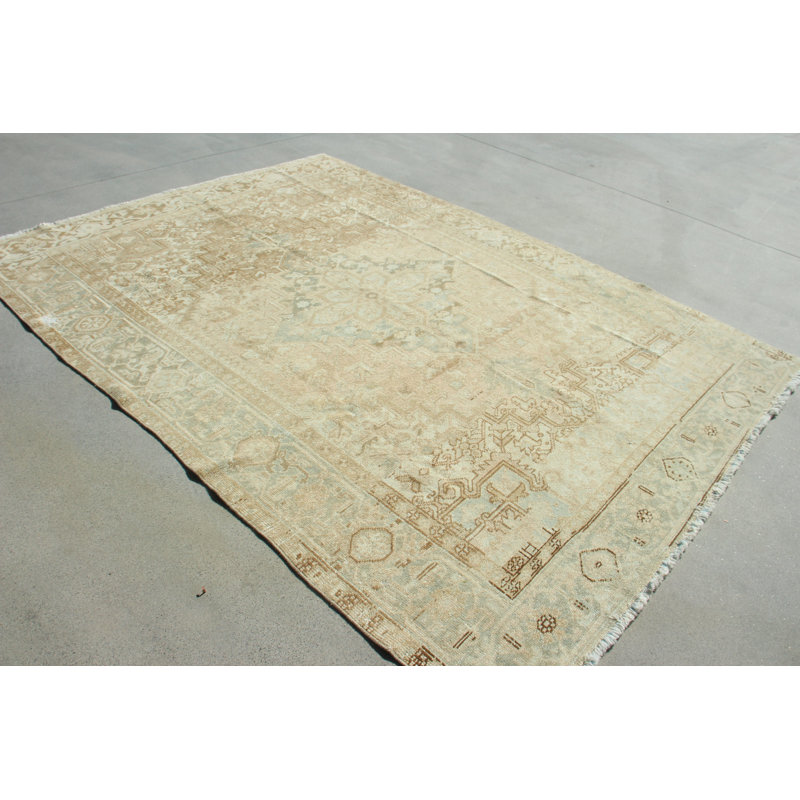 Grand tapis turc rétro de style Oushak neutre idéal pour la décoration bohémienne et un revêtement de sol unique