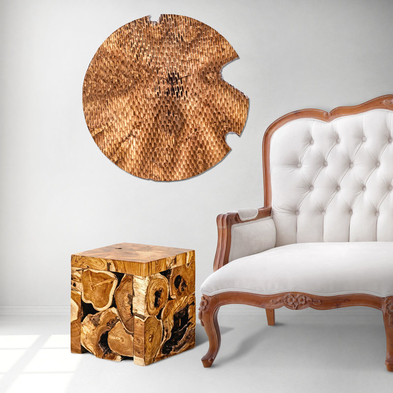 Tabouret d'appoint cubique en teck
