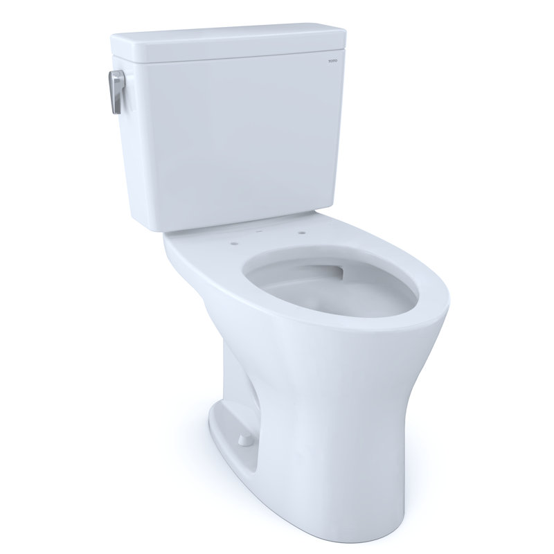 Drake® Elongated Two-Piece toilet (Seat Not Included), Cotton, Left-Hand, Gravity