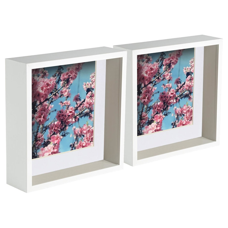 Nicola Spring - 3D Deep Box Photo Frames, White/White, 21cm H x 21cm W x 6cm D