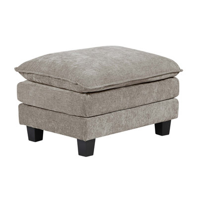 Repose-pieds de style moderne avec revêtement en chenille, structure en contreplaqué durable et confort moelleux pour les salons contemporains