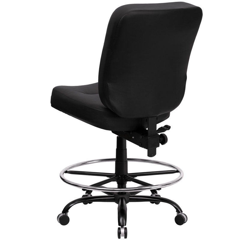 Chaise de dessinateur Delilah Big & Tall 400 lb., Cuir noir