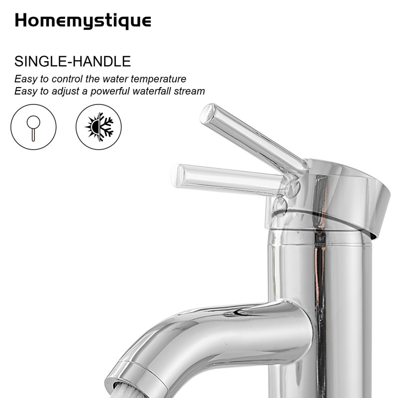 Single-handle Bathroom Faucet with Drain Assembly, Chrome
