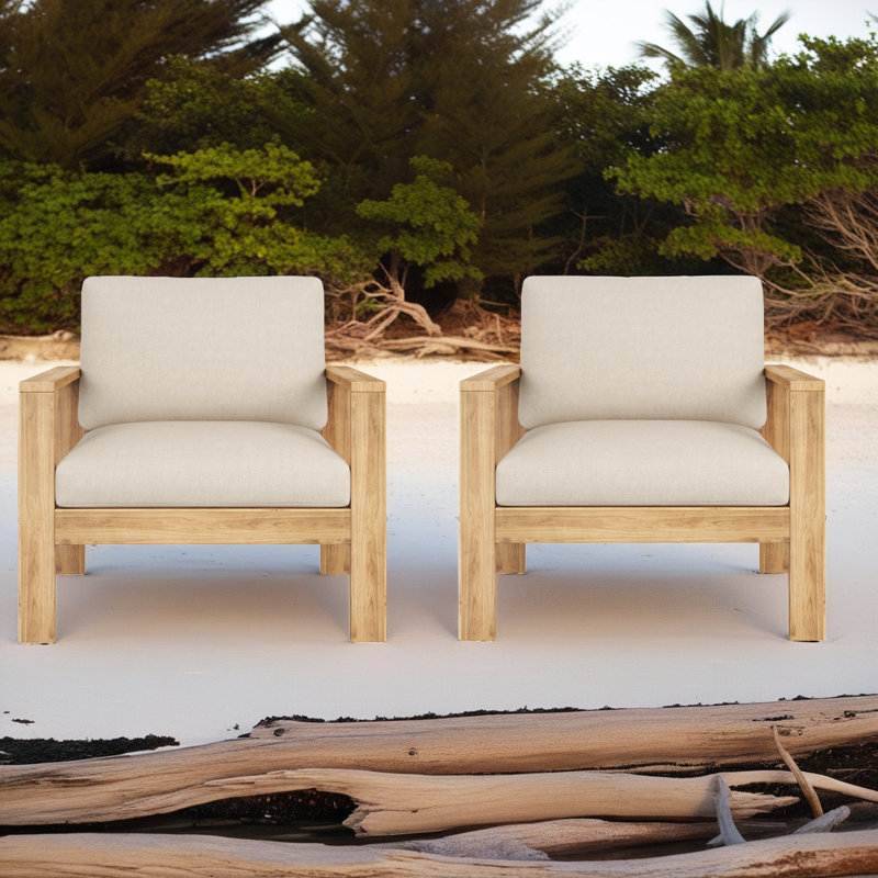 Canapé d'extérieur en bois d'acacia - Design transitionnel avec coussins hydrofuges (ensemble de 2)