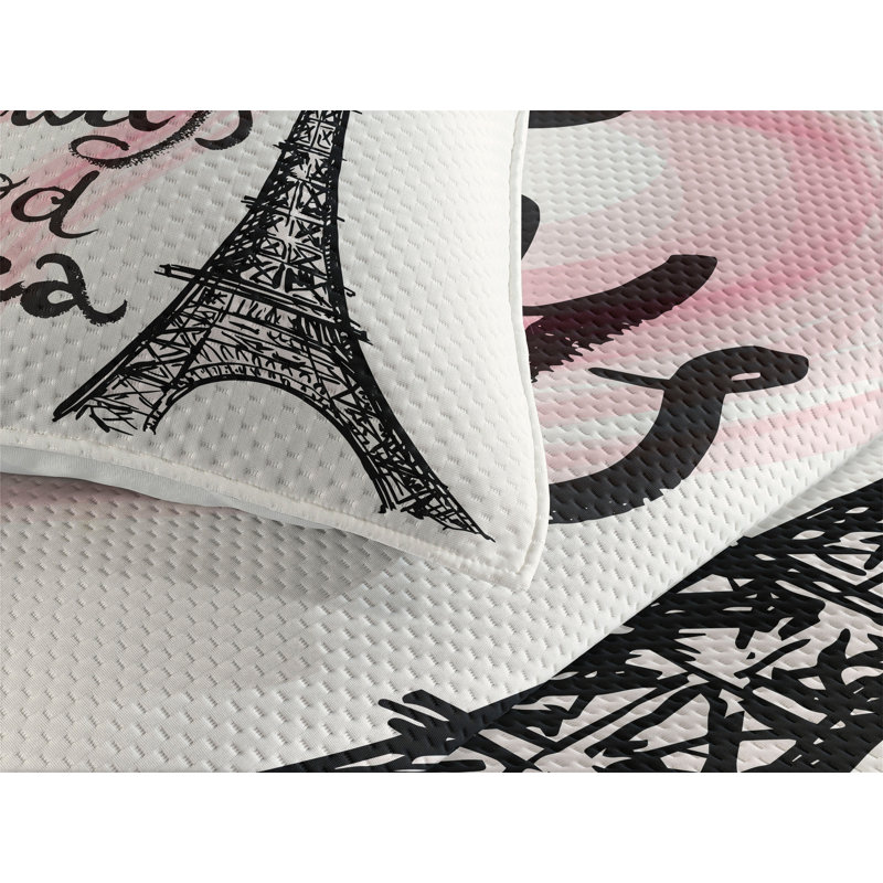 Eiffel Tower Eclectic Coverlet, King Bedspread + 2 Shams