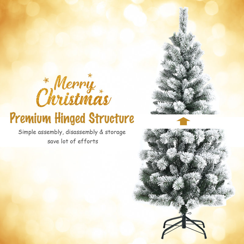 5ft Pre-Lit Snow Flocked Pine Christmas Tree with Multi-Color LED Lights