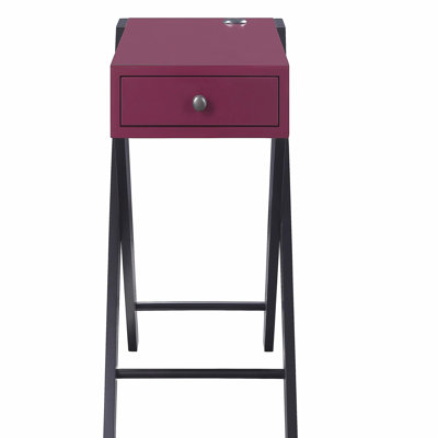 Table d'appoint bourgogne et noire avec ports USB