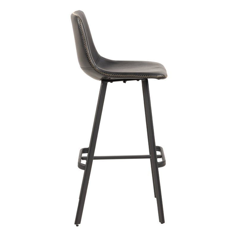 Upholstered Counter Stool with Metal Frame, Black