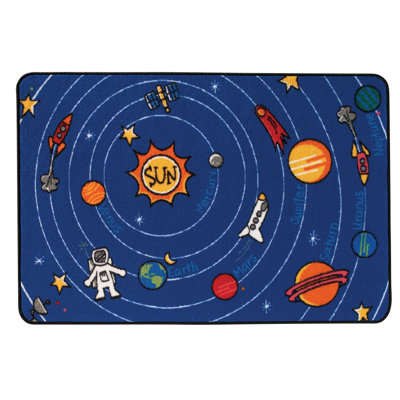 Spaced Out Machine Washable KID$ Value Rugs™ Tufted Blue Area Playroom Rug