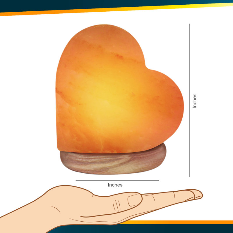Himalayan Glow USB Salt Lamp, Multicolor Hand Carved Heart Shape Salt Lamp with Neem Wooden Base