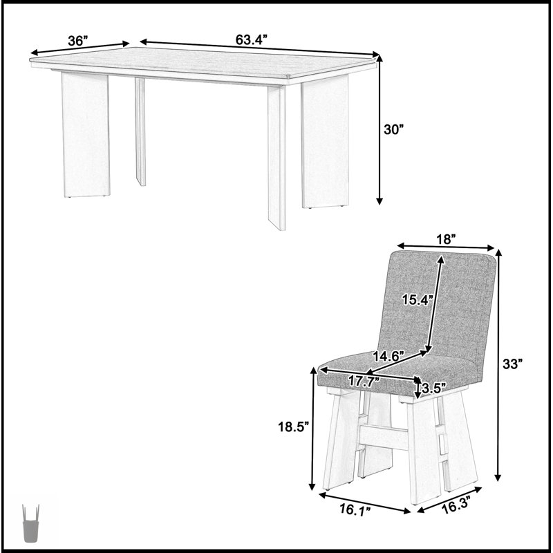 Ensemble de table de salle à manger moderne 7 pièces avec 6 chaises rembourrées, durable et élégant pour toute salle à manger
