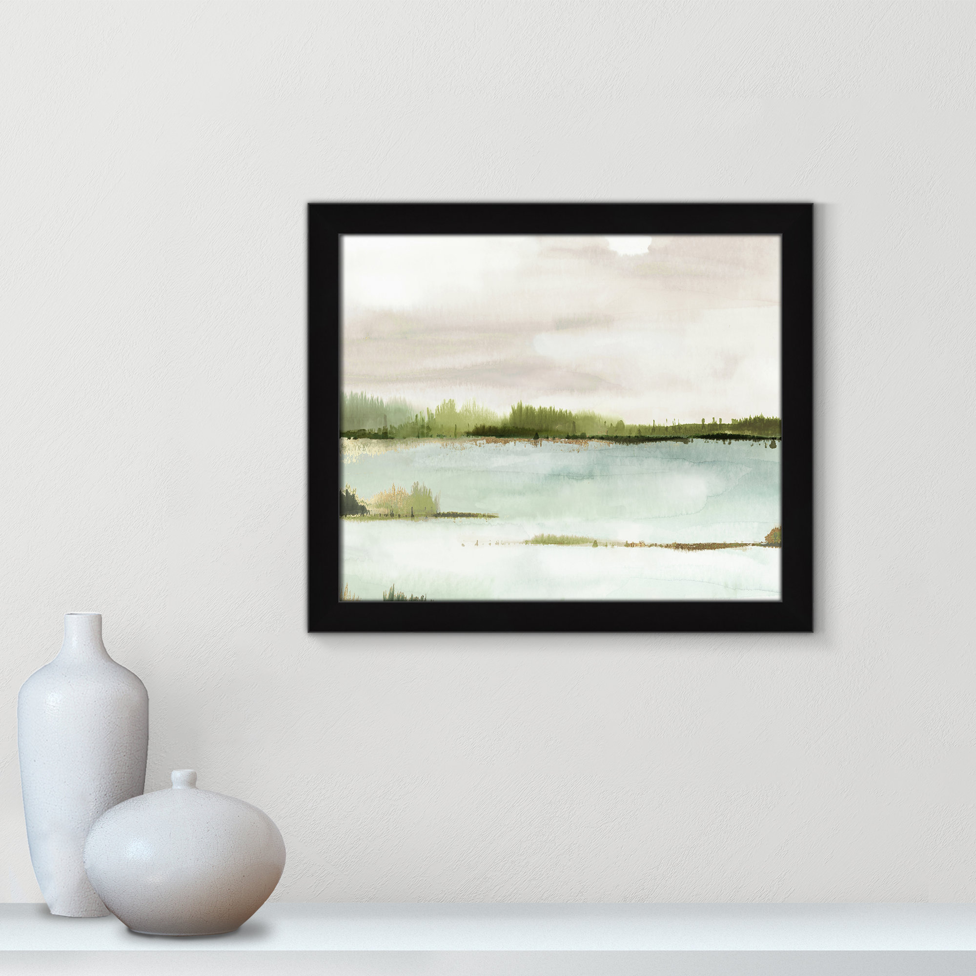 Silent Lake, 17" H x 20" W x 1.12" D, Black Framed