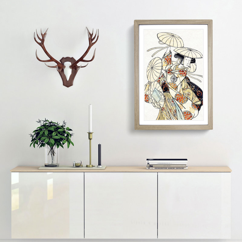 Dancer by Katsukawa Shunsho - Picture Frame Painting Print, 36cm H x 27cm W x 2cm D, Oak Framed