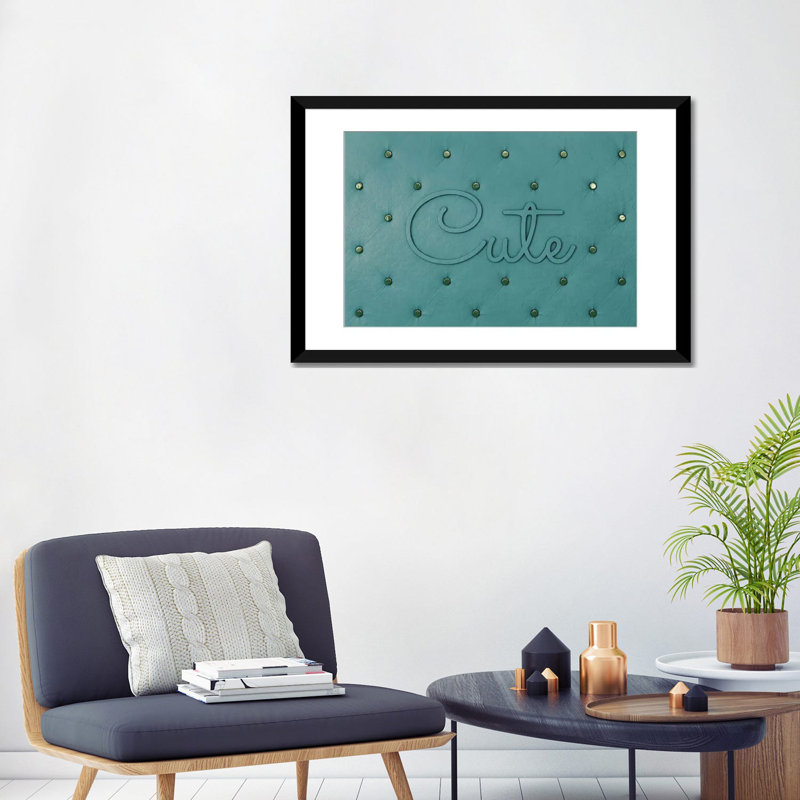 « jolie bleu », art textuel sur toile tendue, Papier d'art encadré noir, Blanc, H 24 po x l 32 po x P 1 po