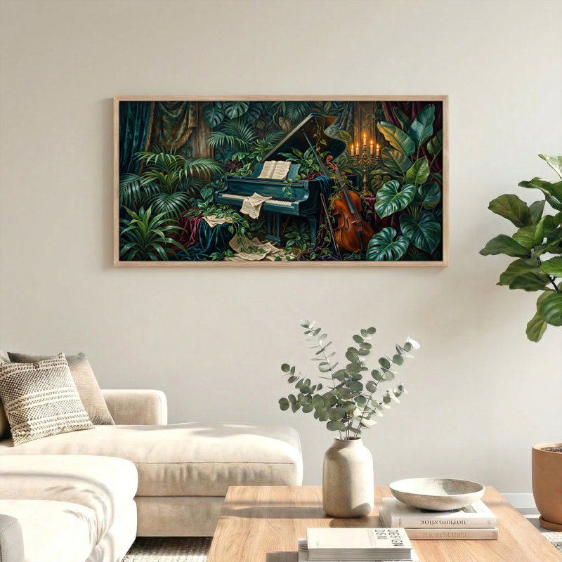 Ensemble de 1 toile murale Jungle Piano, L 40 po x H 20 po, Naturel