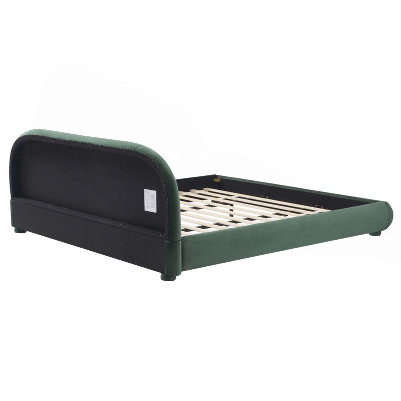 Lit tapissier en tissu de style crème, lit double simple pour chambre moderne, Vert